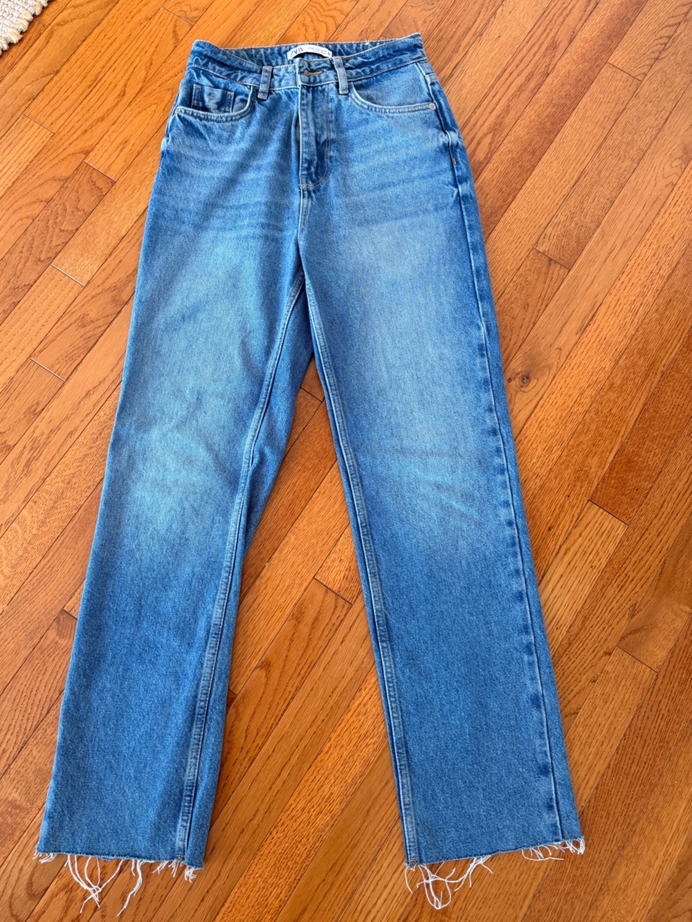Zara Straight Leg Jeans in Blue Wash